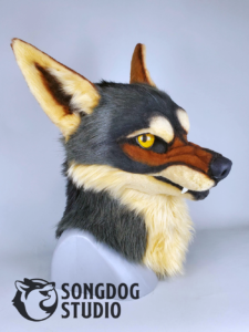 Image of realistic grey werewolf head eyeing the camera